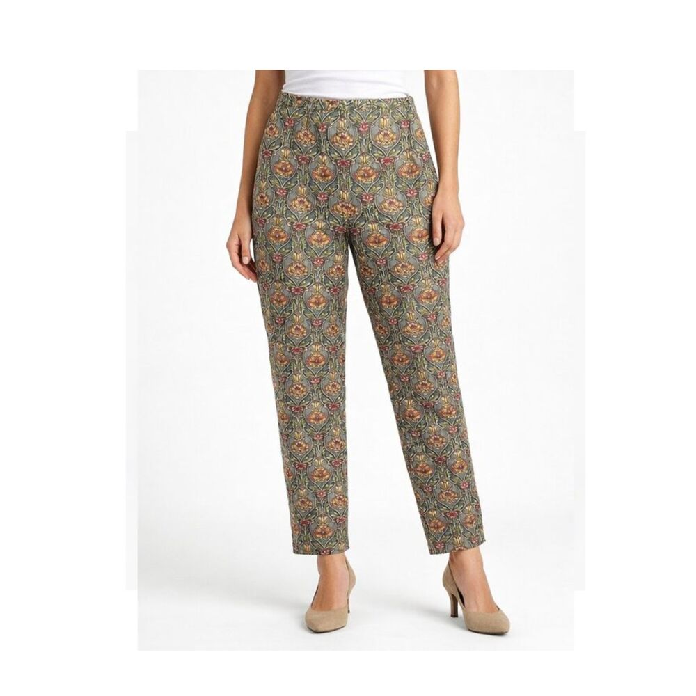 Talbots Petites Vintage Floral Tapestry Ankle Pants | Size 12P | Made in USA